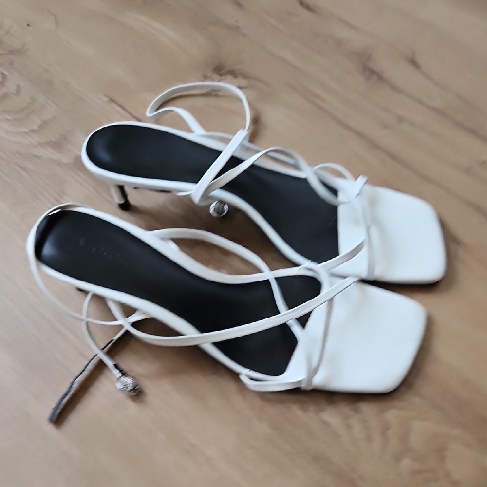 Mango White Strappy Heels